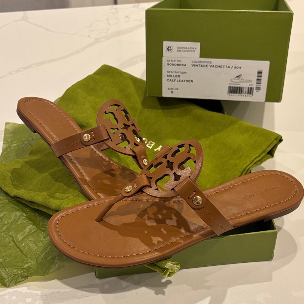 Tory Burch Brown Leather Sandals